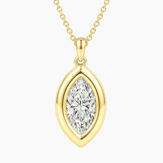 Vélora 3 Carat Marquise-Cut Moissanite Bold Bezel Necklace