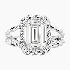Tressa 4 Carat Emerald Moissanite Twisted Rope Ring