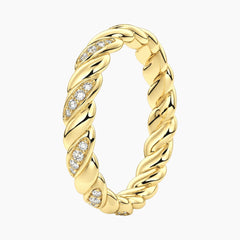 Cévelline Pavé Moissanite Twisted Rope Eternity Band