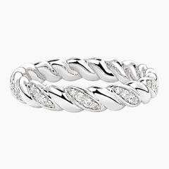 Cévelline Pavé Moissanite Twisted Rope Eternity Band
