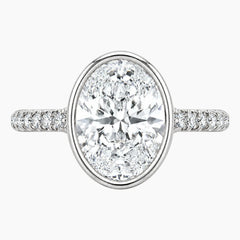 Aurelia Vintage Bezel Oval Moissanite Pavé Band Ring