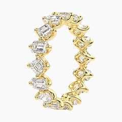 Cévelline Emerald & Asscher Moissanite Eternity Band