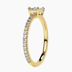 Royal Radiance - 0.8ct Radiant Cut Moissanite Pavé Band Ring in 18K Gold Plated