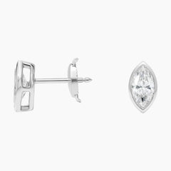 Classic Bezel Set Marquise Cut Brilliant Moissanite Stud Earrings