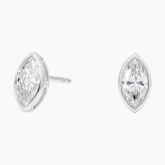 Classic Bezel Set Marquise Cut Brilliant Moissanite Stud Earrings