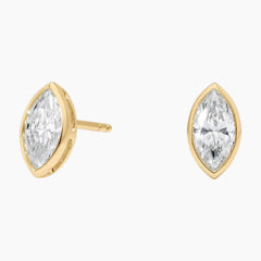 Classic Bezel Set Marquise Cut Brilliant Moissanite Stud Earrings