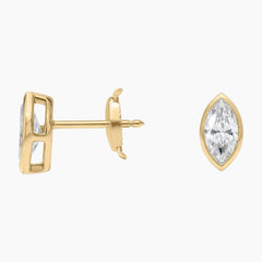 Classic Bezel Set Marquise Cut Brilliant Moissanite Stud Earrings