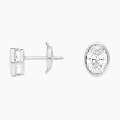 Classic Bezel Set Oval Cut Brilliant Moissanite Stud Earrings