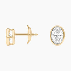 Classic Bezel Set Oval Cut Brilliant Moissanite Stud Earrings