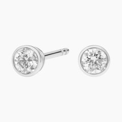 Classic Bezel Set Round Cut Brilliant Moissanite Stud Earrings