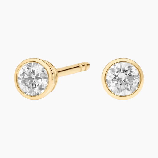 Classic Bezel Set Round Cut Brilliant Moissanite Stud Earrings