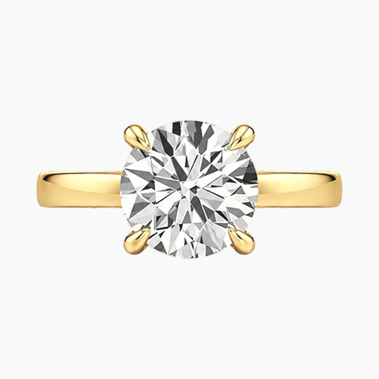 2mm Bezel with 2ct Round Moissanite Ring with Hidden Halo