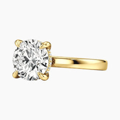 2mm Bezel with 2ct Round Moissanite Ring with Hidden Halo