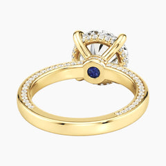 2mm Bezel with 2ct Round Moissanite Ring with Hidden Halo