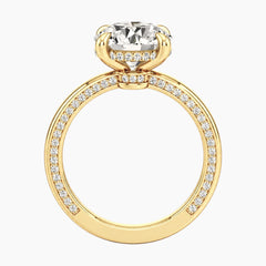 2mm Bezel with 2ct Round Moissanite Ring with Hidden Halo