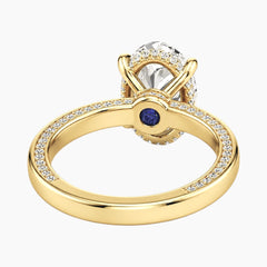 2mm Bezel with 2ct Oval Moissanite Ring with Hidden Halo