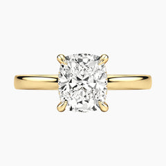 2mm Bezel with 2ct Cushion Moissanite Ring with Hidden Halo