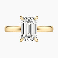 2mm Bezel with 2ct Emerald Moissanite Ring with Hidden Halo