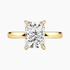 2mm Bezel with 2ct Radiant Moissanite Ring with Hidden Halo