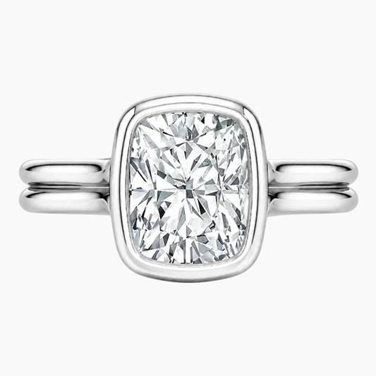 Aurelia Lumière 2 Carat Elongated Cushion Cut Moissanite Double Band Ring