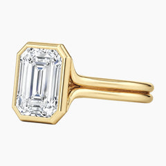 Aurelia Lumière 2 Carat Emerald Cut Moissanite Double Band Ring