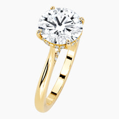 Amélie Écla 3 Carat Round Cut Moissanite Hidden Halo Tapered Shank Ring