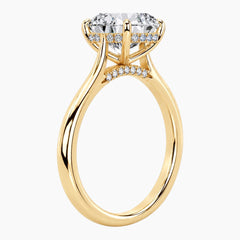 Amélie Écla 3 Carat Round Cut Moissanite Hidden Halo Tapered Shank Ring