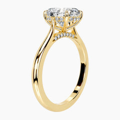 Amélie Écla 2 Carat Oval Cut Moissanite Hidden Halo Tapered Shank Ring