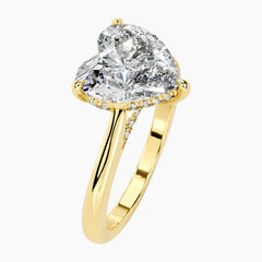 Amélie Écla 2 Carat Heart Cut Moissanite Hidden Halo Tapered Shank Ring