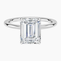 Solitaire Emerald Halo Moissanite Engagement Ring