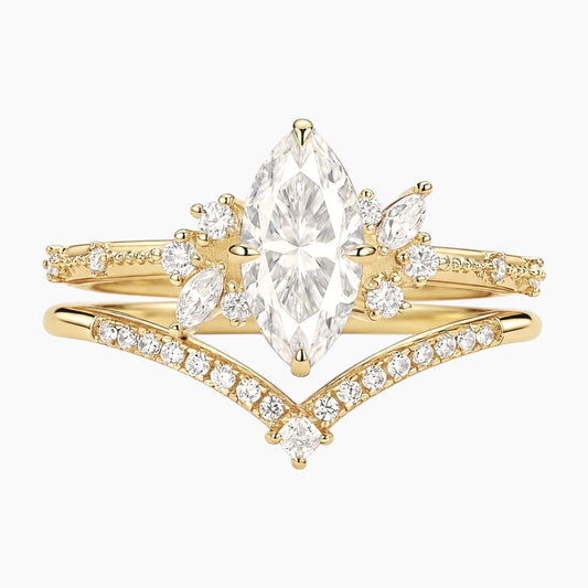 Celestial Crown Marquise Moissanite Ring Set