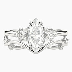 Luminous Vine Marquise Cut Moissanite Wedding Set