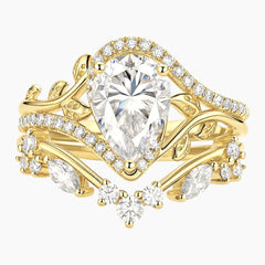 The Gilded Eden Pear-Cut Moissanite Vine Bridal Set