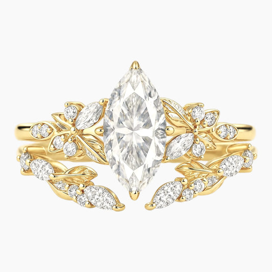 Eternal Oasis Leafy Vine Moissanite Ring Set