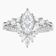 Elysium Marquise Moissanite Crown Ring Set