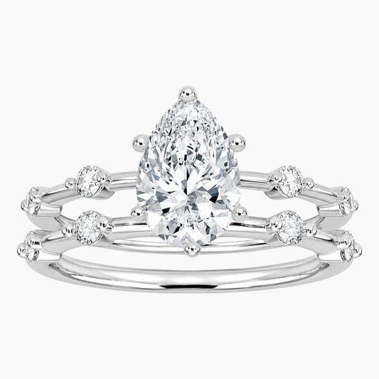 Aurelia Duet 1 Carat Pear Floating Moissanite Ring Set