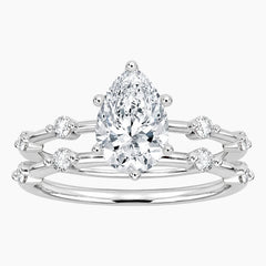 Aurelia Duet 1 Carat Pear Floating Moissanite Ring Set