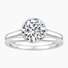 Aurelia Duet 1 Carat Round Bezel Moissanite Ring Set