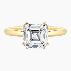 Elara Asscher Cut Four-Prong Setting 3 Carat Moissanite Ring