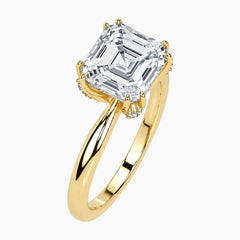 Elara Asscher Cut Four-Prong Setting 3 Carat Moissanite Ring