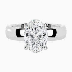 Aveline Oval Cut Hidden Halo Moissanite Ring with 3.5mm Band