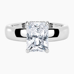 Aveline Radiant Cut Hidden Halo Moissanite Ring with 3.5mm Band