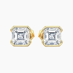 Solenne Half Bezel Asscher Stud Earrings