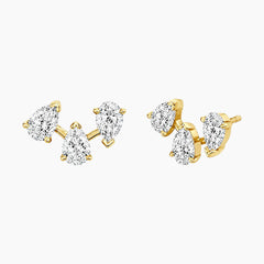 Seravelle Three Pear Moissanite Stud Earrings