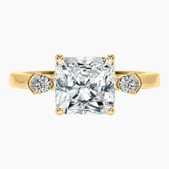 Celoria Square Radiant Three-Stone Moissanite Ring