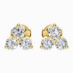 Aurellisse Round Three-Stone Moissanite Stud Earrings