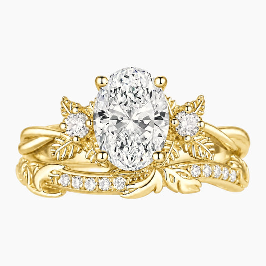 Aurelisse 1.5 Carat Oval Moissanite Botanical Ring Set
