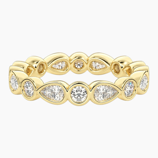 Cévelline Pear & Round Bezel-Set Moissanite Eternity Band