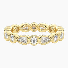 Cévelline Pear & Round Bezel-Set Moissanite Eternity Band