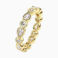Cévelline Pear & Round Bezel-Set Moissanite Eternity Band